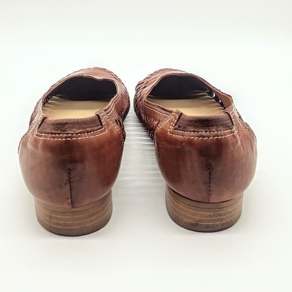 David Tate Handmade Pisa Cognac Italian Leather Woven Flats 8M - Picture 5 of 10